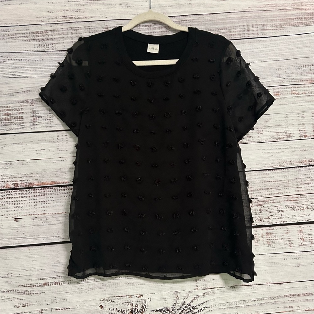 Kaileigh Black Pom-Poms Embellished Boxy Blouse
